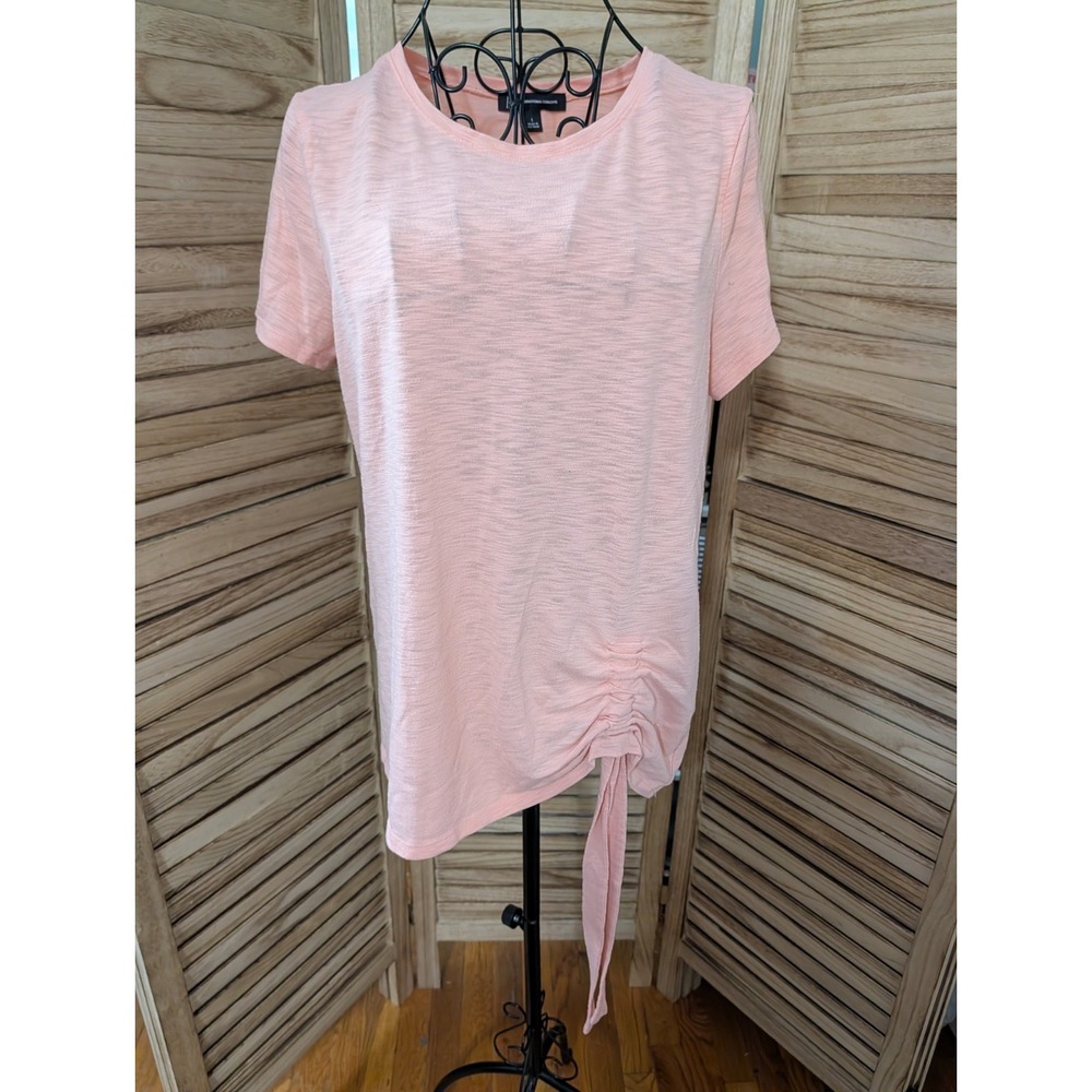 INC Womens T shirt Double Ruched Tee Pullover Pale Pink Size Large